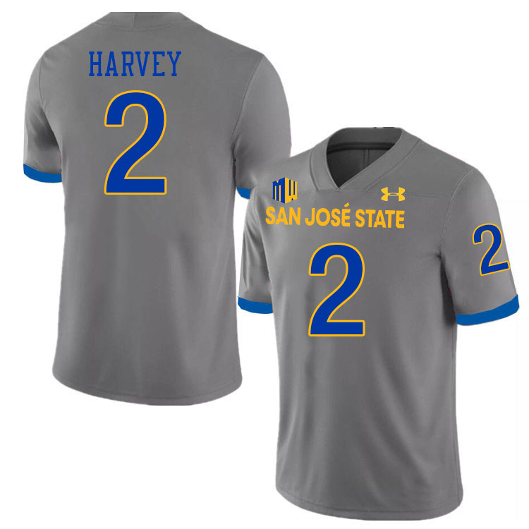 #2 DJ Harvey SJSU Jersey,San Jose State Spartans Football Jersey College Uniforms-Grey